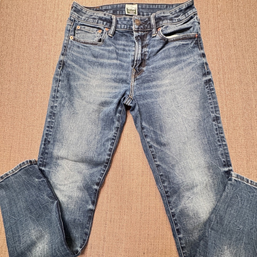 American Eagle Airflex+ Medium Wash Denim Jeans 30x30 Mens Slim Straight